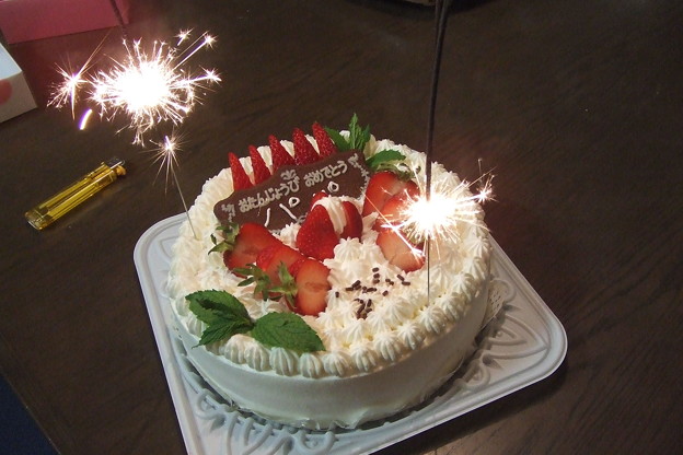 パパお誕生日おめでとう花火ケーキ Photo Sharing Photozou
