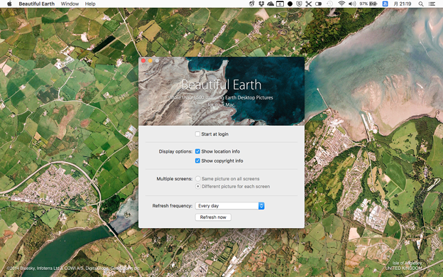 一定間隔ごとに衛星写真から作られた壁紙を切り替えるMac用アプリ「Beautiful Earth」- 5