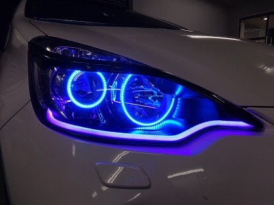 トヨタＡＱＵＡ　ヘッドライト加工　ブルー400