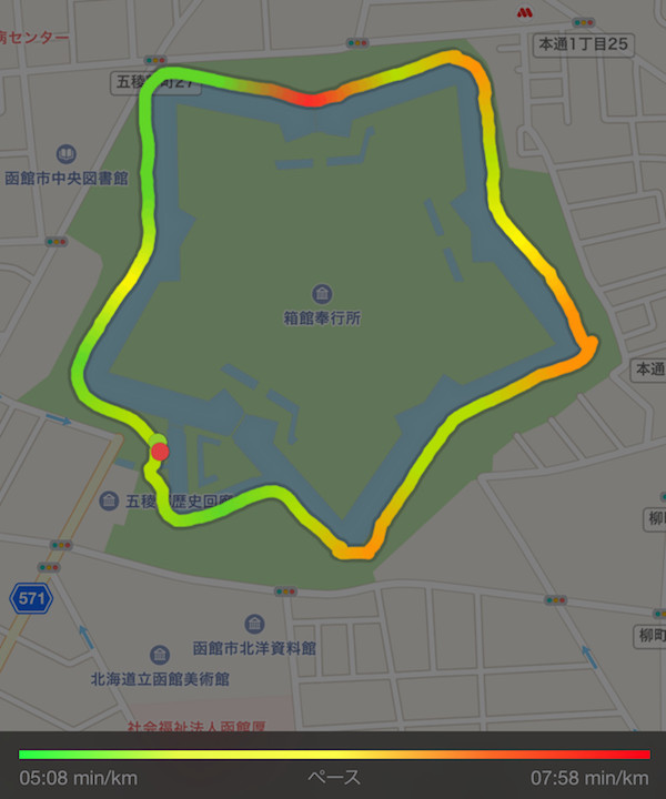 五稜郭をジョギング
